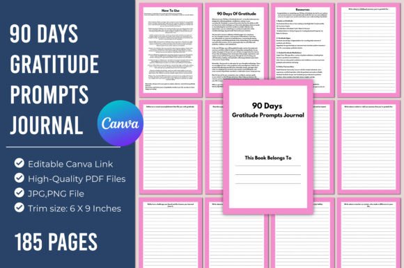 Download 90 Days Gratitude Prompts Journal Canva - Journal Collection