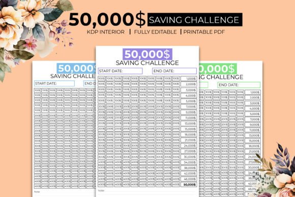 Download 50K Saving Challenge Journal Kdp Planner - Journal Collection