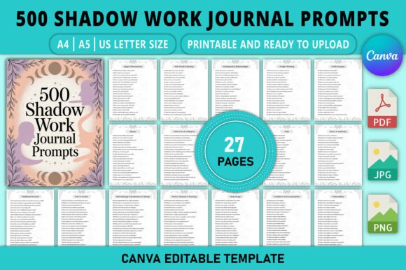 Download Editable 500 Shadow Work Journal Prompts - Journal Collection