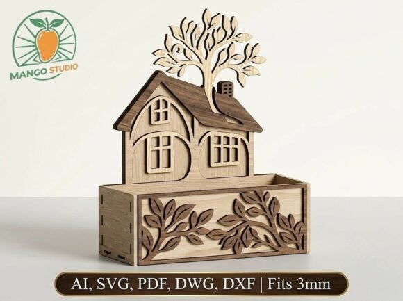 Download House &amp; Tree 3D Desk Organizer 3mm - House Collection