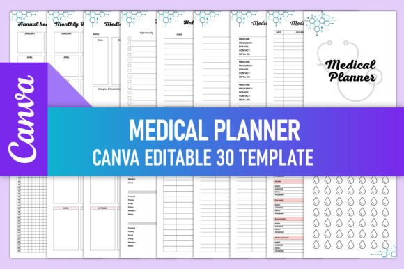 Download Editable Medical Planner for Canva KDP - Medical planner Collection
