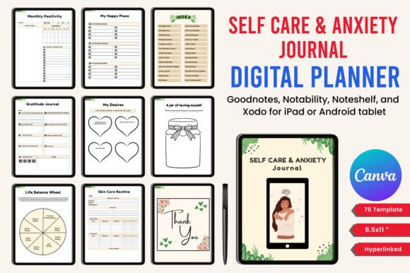 Download Digital Self Care &amp; Anxiety Journal - Journal Collection