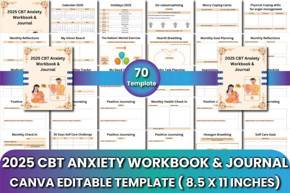 Download 2025 CBT Anxiety Workbook &amp; Journal - Journal Collection