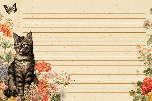 Download Cat Floral Lined Journal Paper - Journal Collection