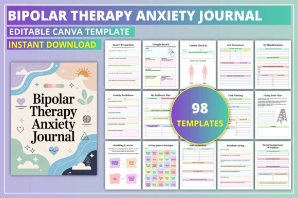 Download Editable Bipolar Therapy Anxiety Journal - Journal Collection